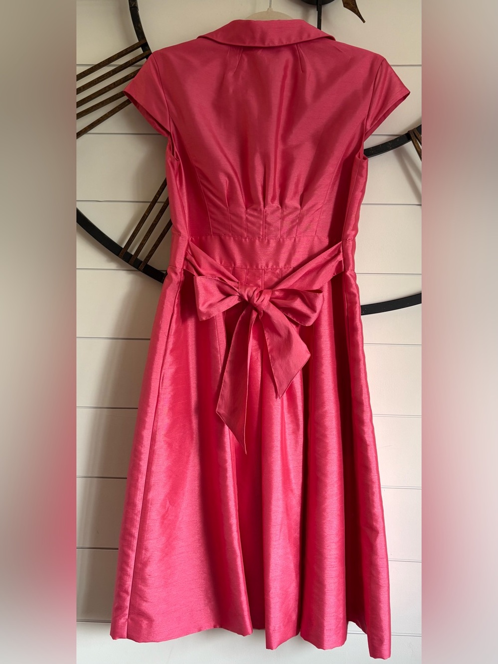 Kasper Hot Pink Classic Fit & Flare Dress w Tailored Princess Seams & Sash Sz 8 - Picture 9 of 15